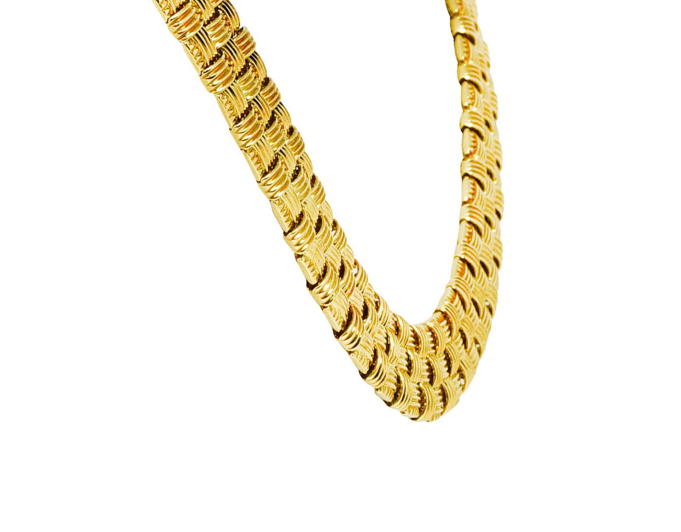 Contemporary Roberto Coin Diamond 18 Karat Two-Tone Appassionata Woven Collar Necklace