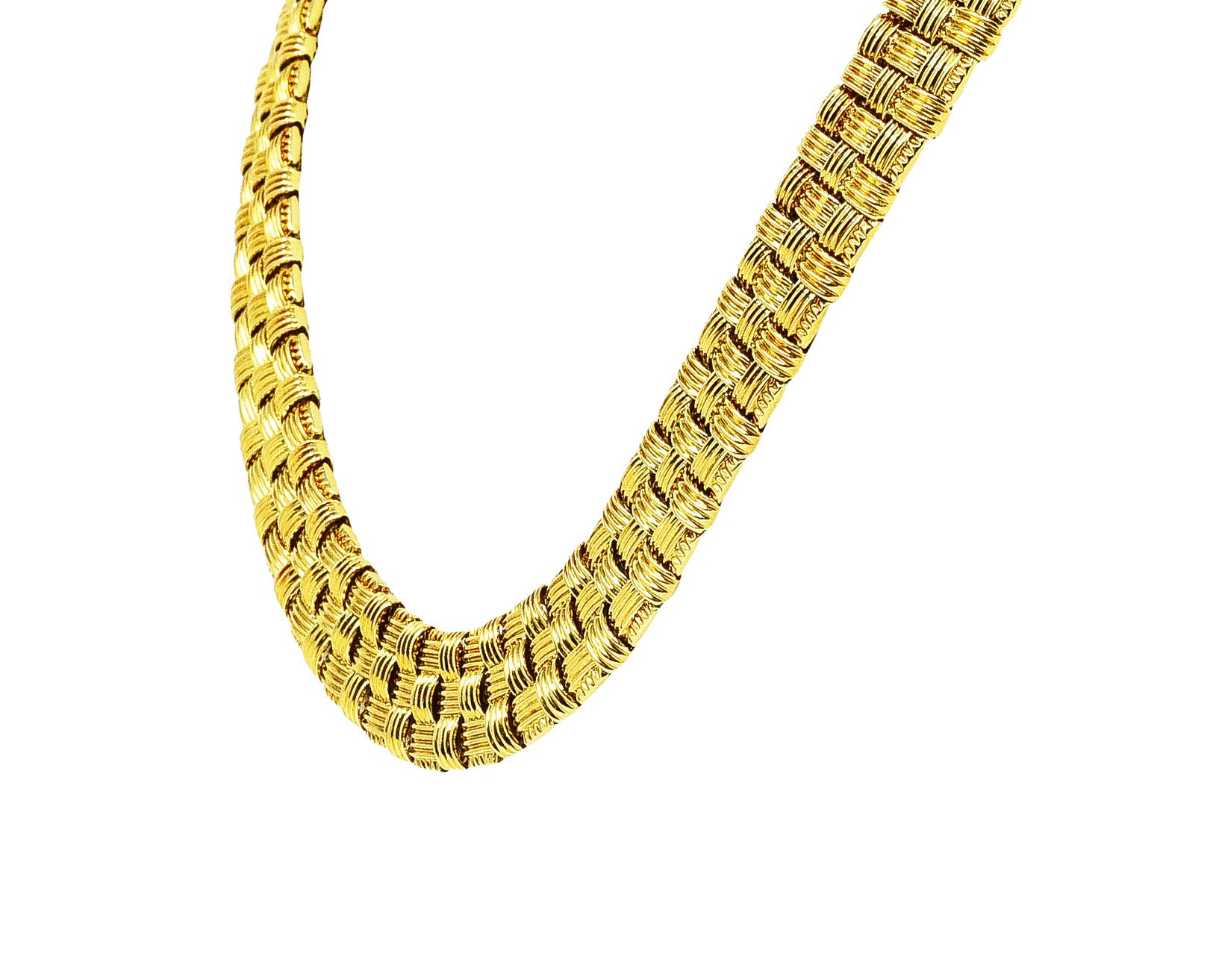 Brilliant Cut Roberto Coin Diamond 18 Karat Two-Tone Appassionata Woven Collar Necklace
