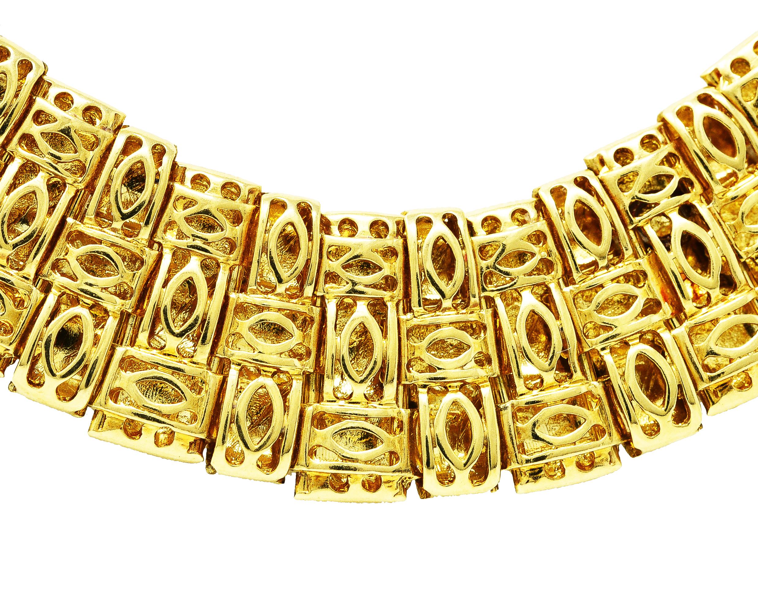 Roberto Coin Diamond 18 Karat Two-Tone Appassionata Woven Collar Necklace In Excellent Condition In Philadelphia, PA