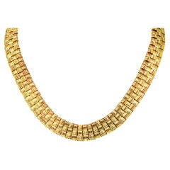 Roberto Coin Diamond 18 Karat Two-Tone Appassionata Woven Collar Necklace