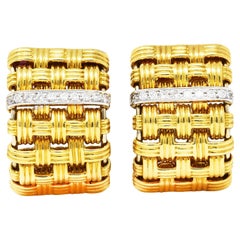 Vintage Roberto Coin Diamond 18 Karat Two-Tone Gold Appassionata Half-Hoop Earrings