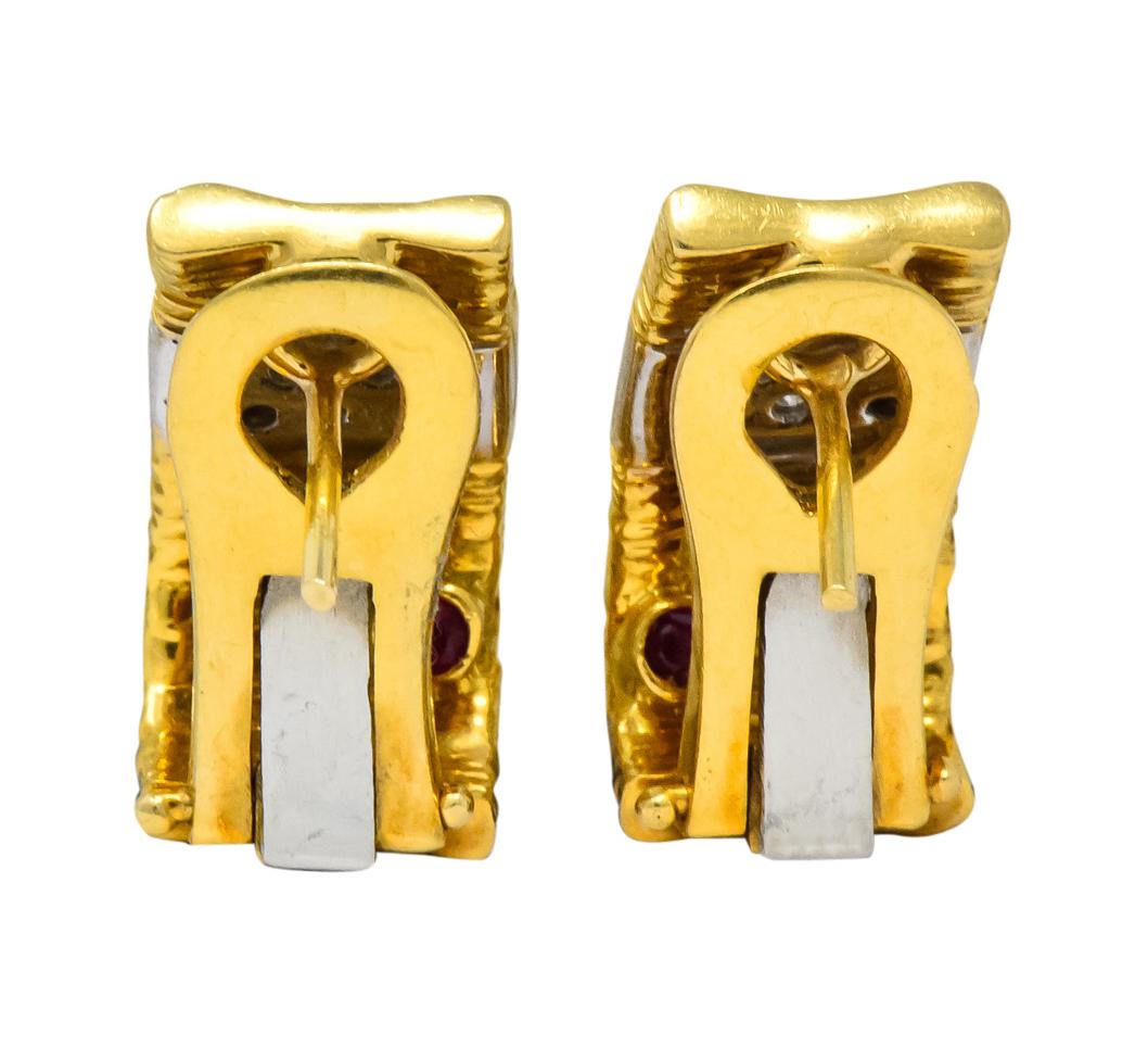 Roberto Coin Diamond 18 Karat Two-Tone Gold Italian Elephantina Earrings 1