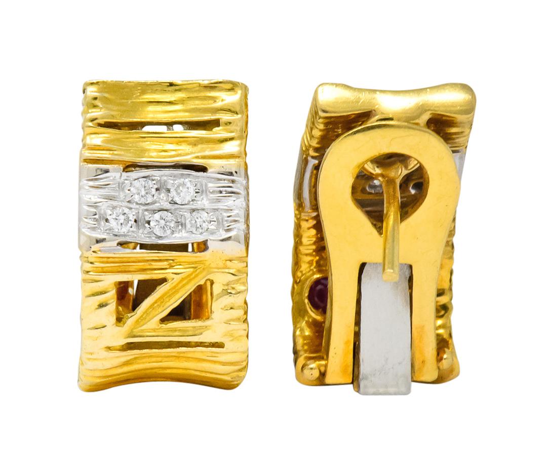 Roberto Coin Diamond 18 Karat Two-Tone Gold Italian Elephantina Earrings 2