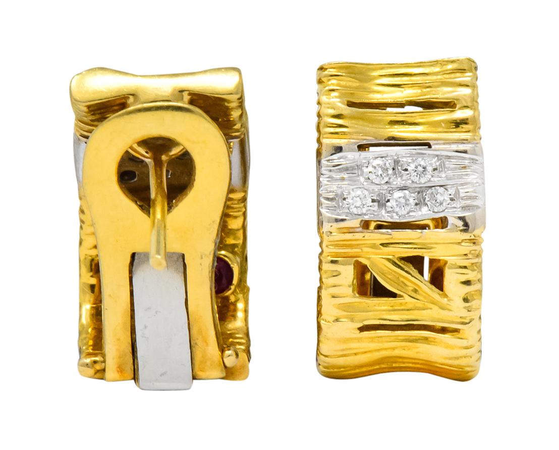 Roberto Coin Diamond 18 Karat Two-Tone Gold Italian Elephantina Earrings 3
