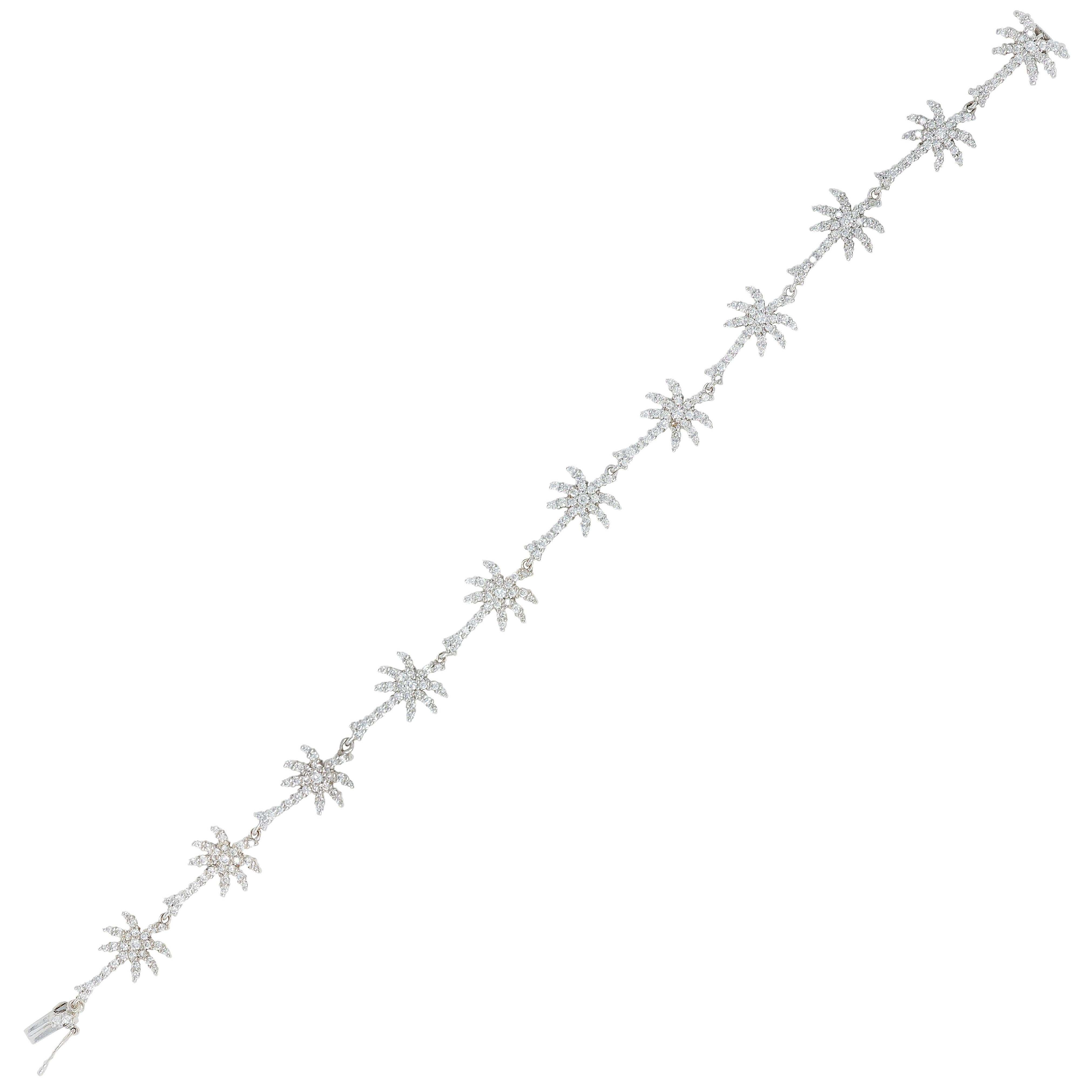 Roberto Coin Pulsera de oro blanco de 18 quilates Palm Tree Tiny Treasures Corte brillante en venta