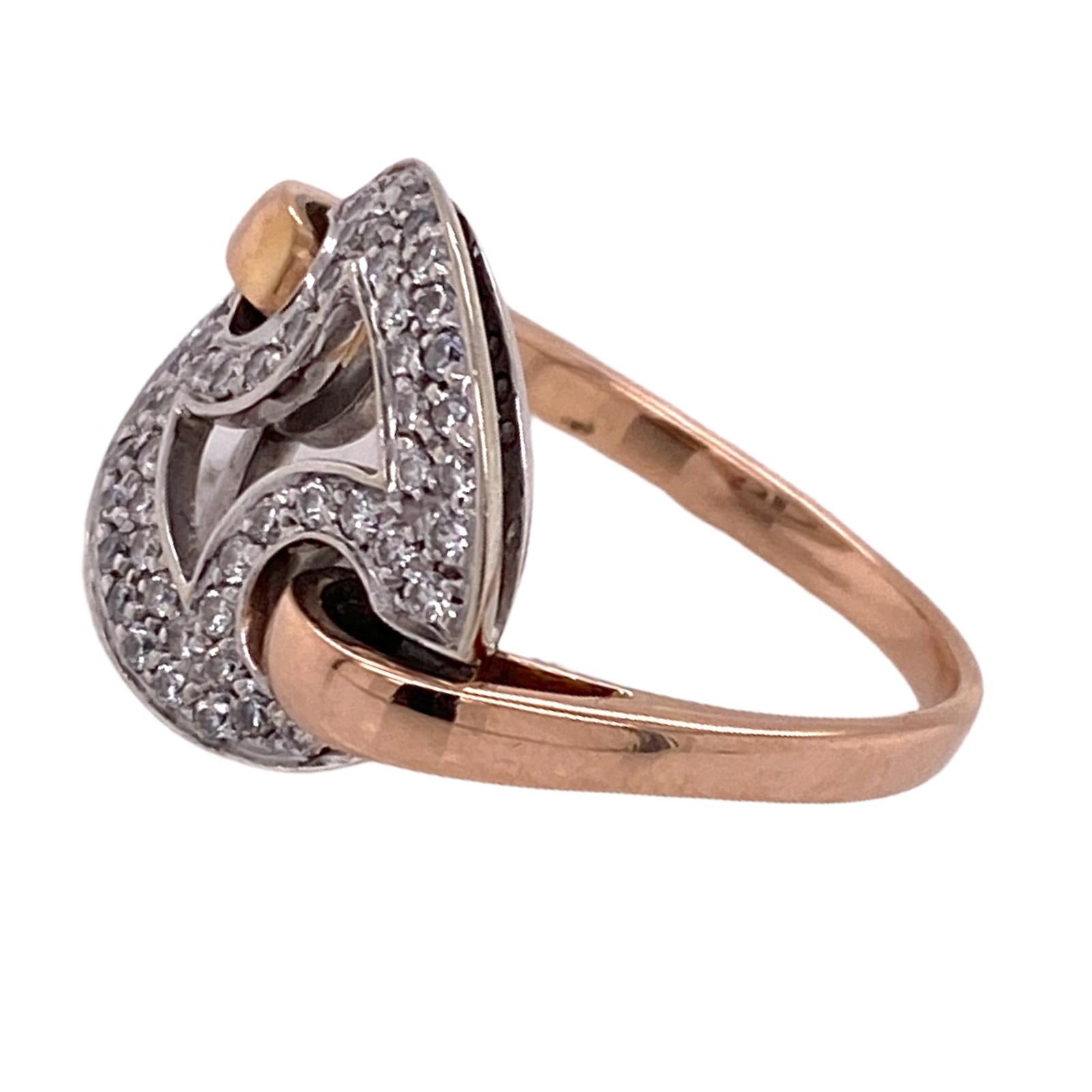 Round Cut Roberto Coin Diamond 18 Karat White Rose Gold Vintage Ring