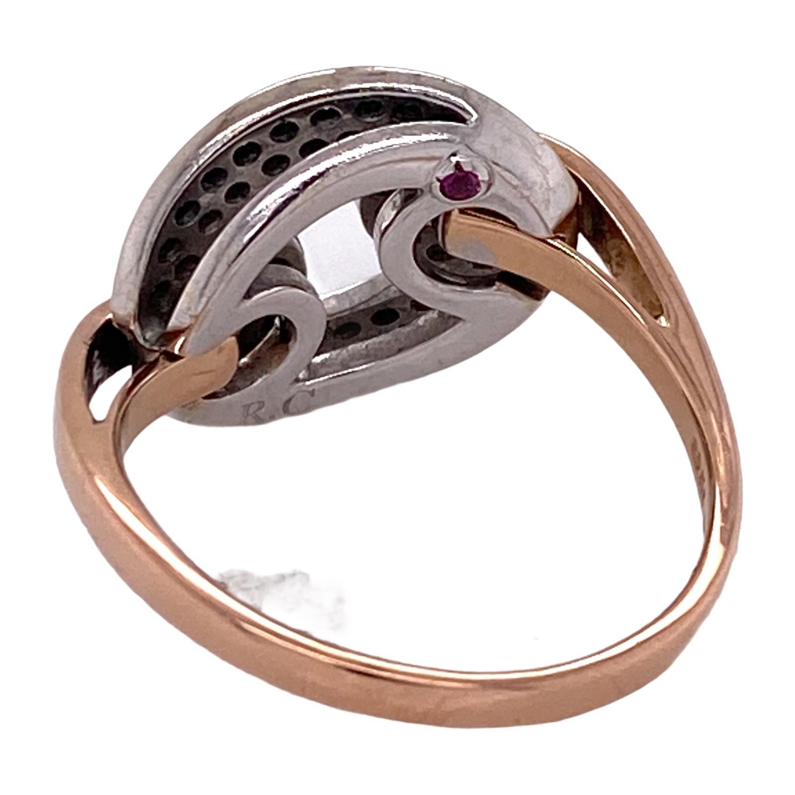 Roberto Coin Diamond 18 Karat White Rose Gold Vintage Ring In Excellent Condition In Boca Raton, FL
