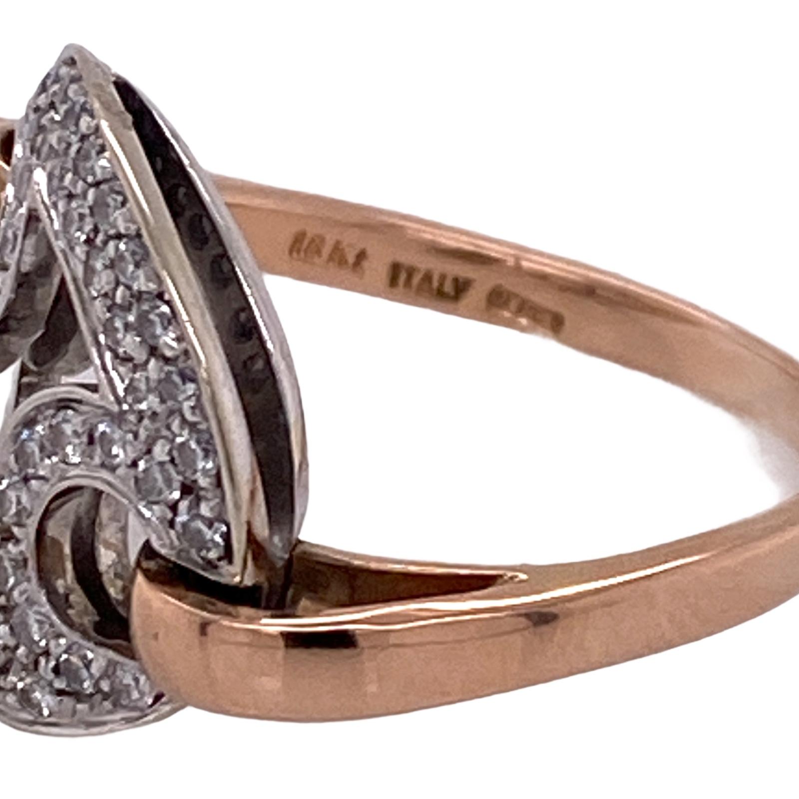 Women's Roberto Coin Diamond 18 Karat White Rose Gold Vintage Ring