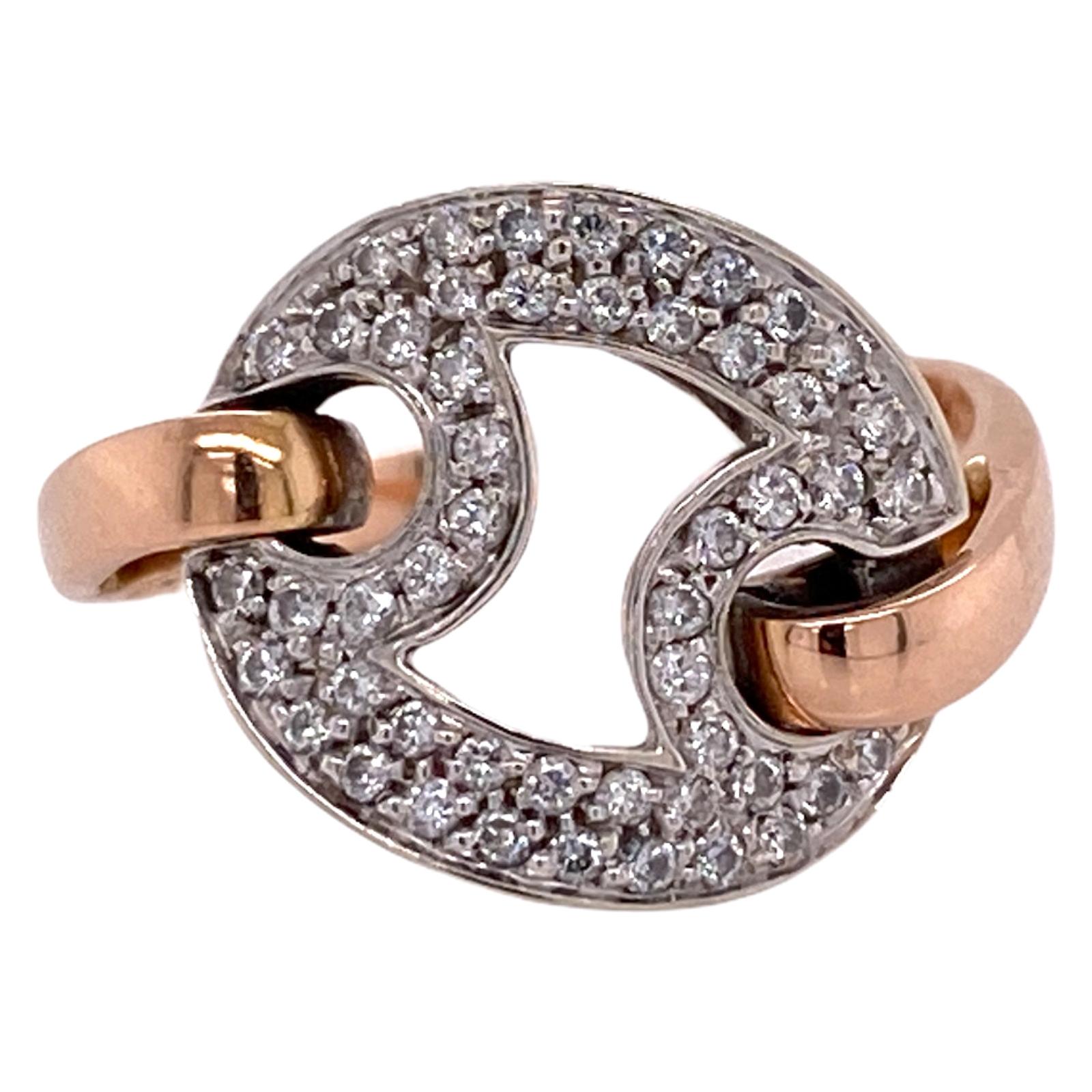 Roberto Coin Diamond 18 Karat White Rose Gold Vintage Ring