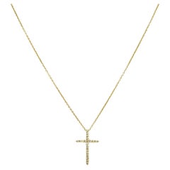 Roberto Coin Diamond 18 Karat Yellow Gold Cross Pendant Necklace