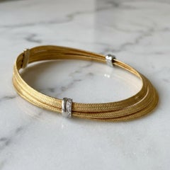 Roberto Coin Diamond 18k Gold Triple Basket Weave Flex Collar Necklace