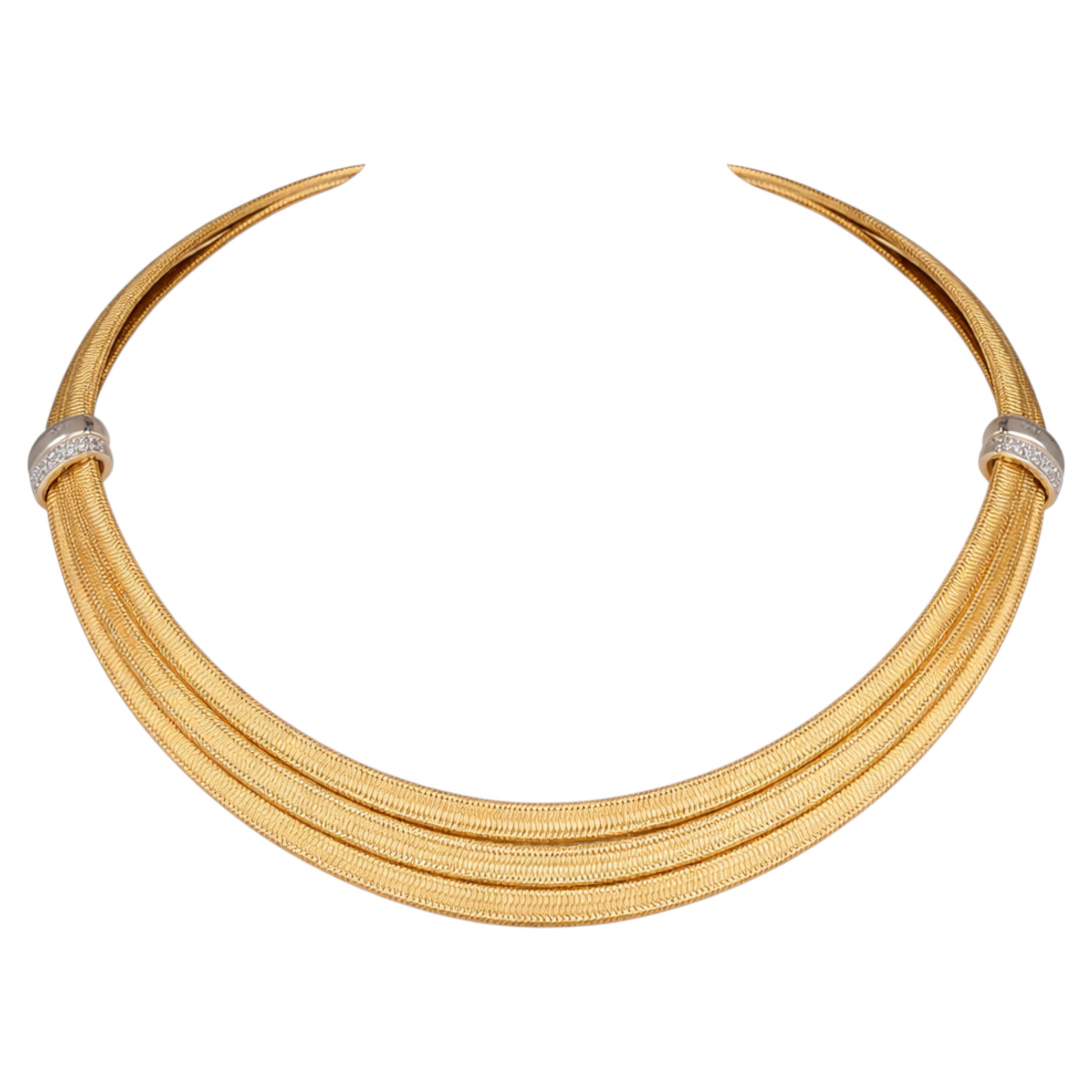 Roberto Coin Diamante in oro 18k Collana con collare flessibile a tripla trama a canestro
