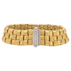 Roberto Coin diamond 18k yellow and white gold apassionata three row bracelet