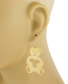 Roberto Coin Diamond 18k Yellow Gold Teddy Bear Hook Dangle Earrings