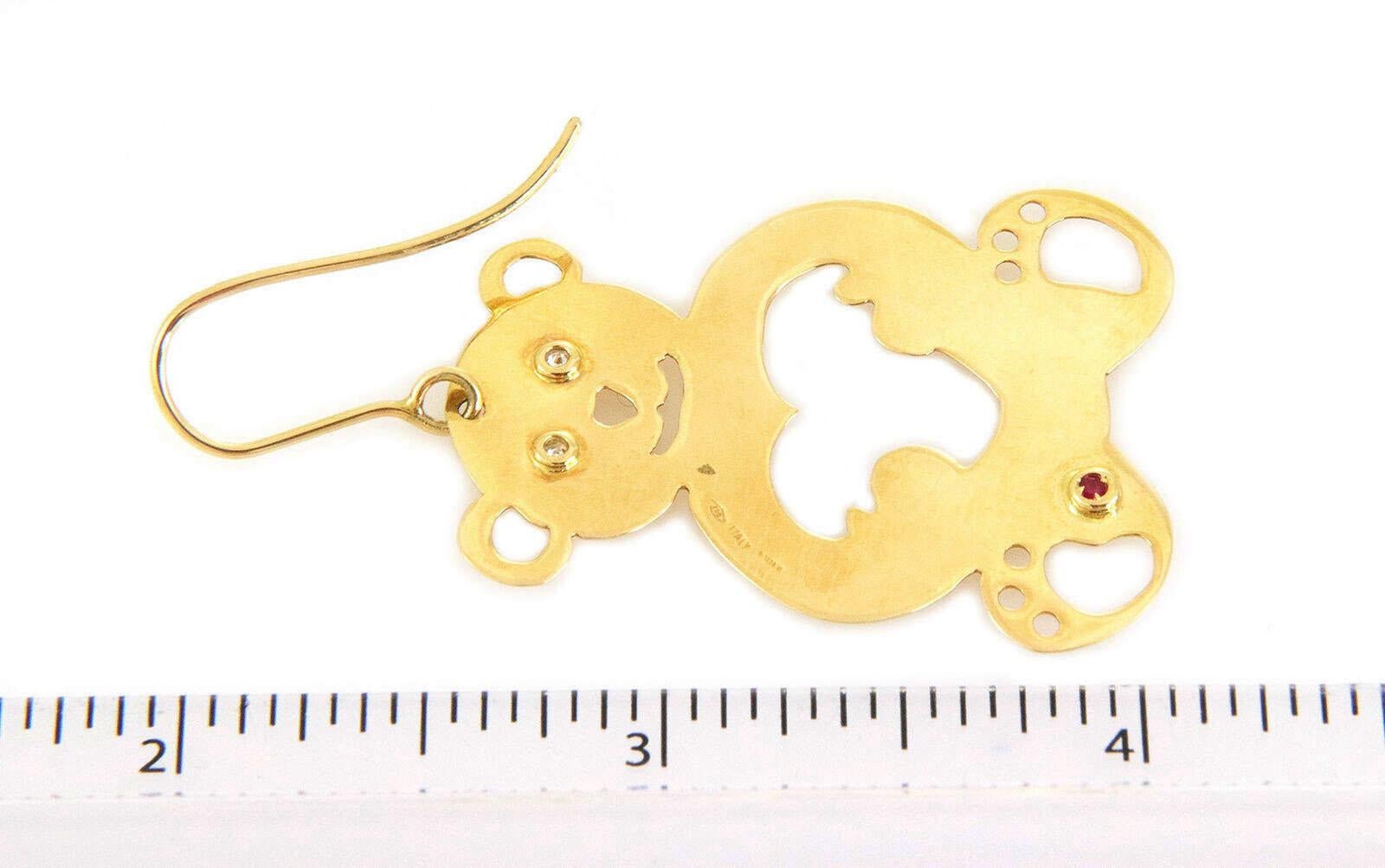 Roberto Coin Pendants d'oreilles « Teddy Bear Hook » en or jaune 18k avec diamants Pour femmes en vente