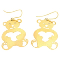 Roberto Coin Pendientes colgantes de oro amarillo de 18 quilates con forma de osito de peluche