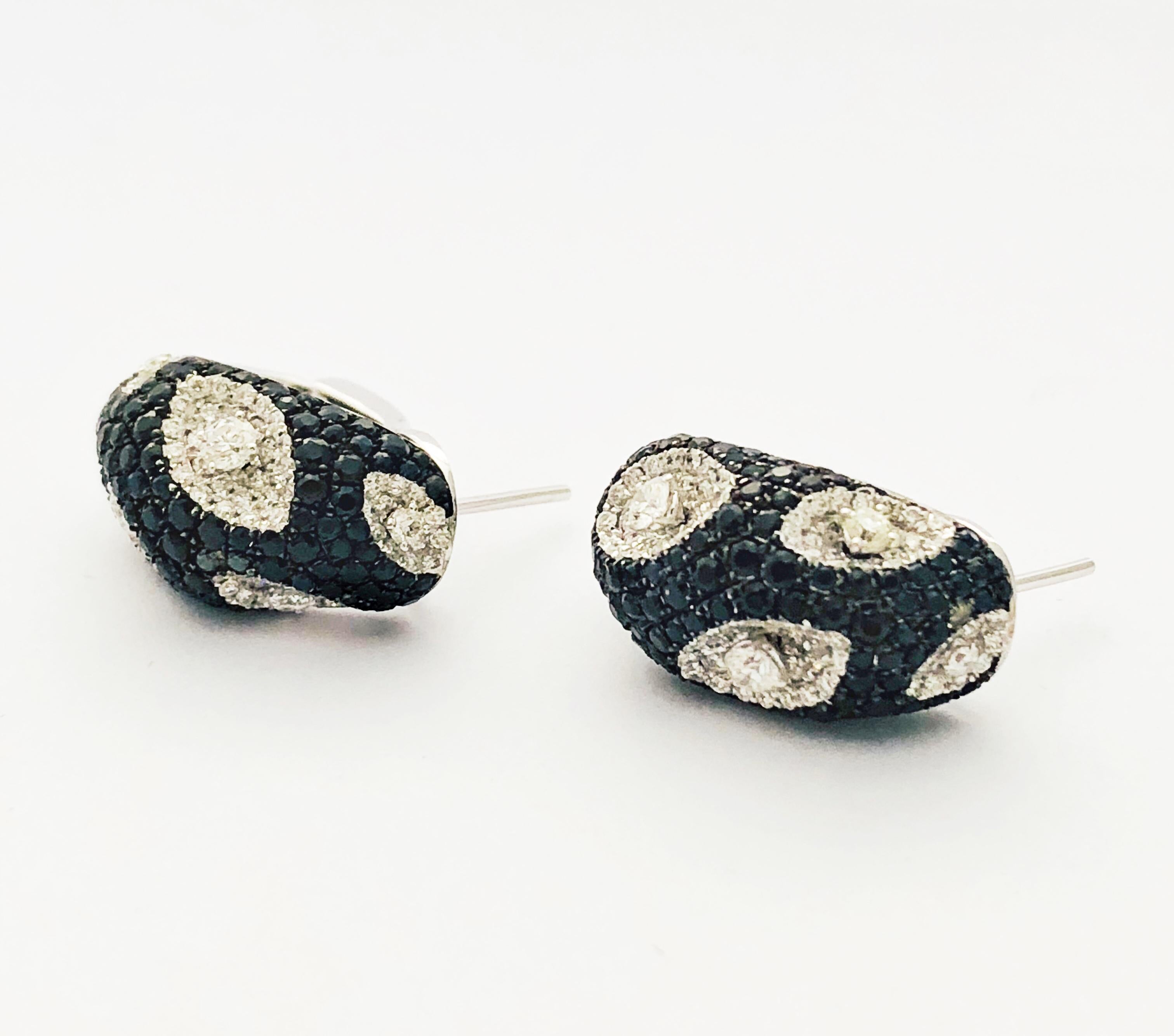 Roberto Coin Diamond and Black Sapphire Huggie Earrings 1
