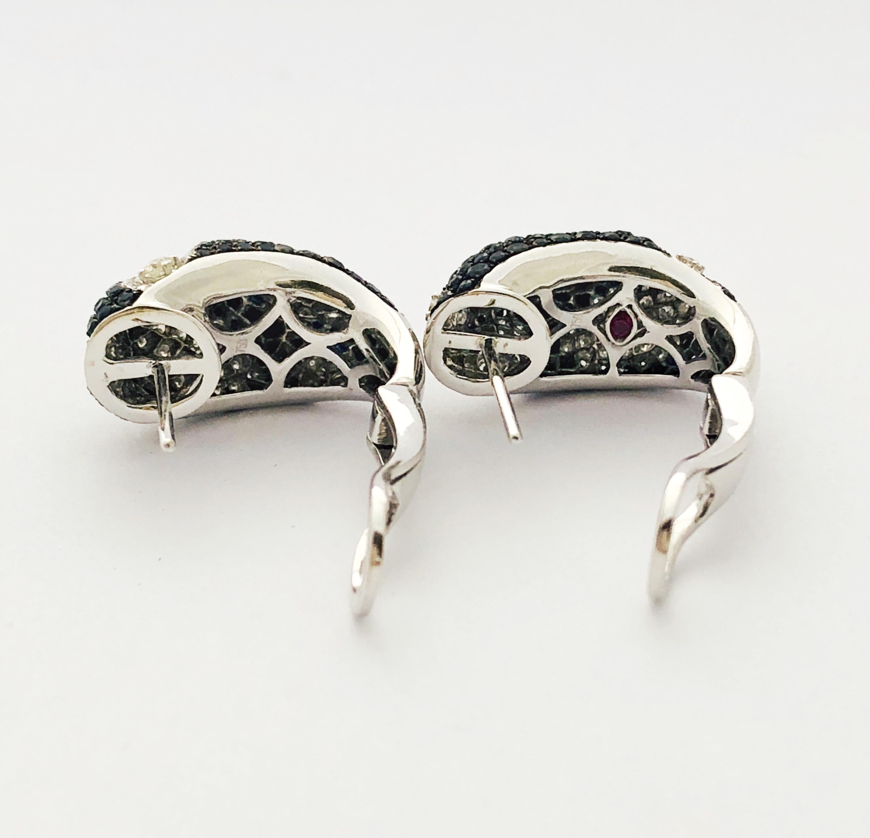 Roberto Coin Diamond and Black Sapphire Huggie Earrings 3