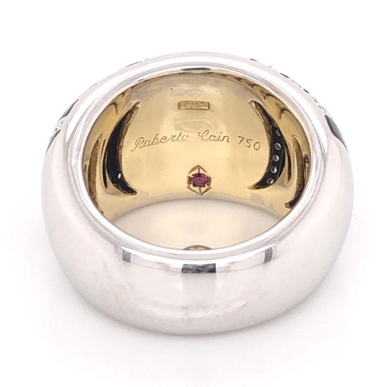 Roberto Coin Diamond and Enamel Gold Ring Fine Estate Jewelry at 1stDibs