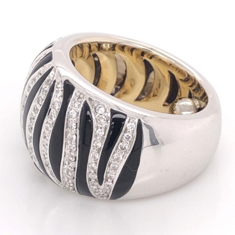 Roberto Coin Diamond and Enamel Gold Ring Fine Estate Jewelry 2