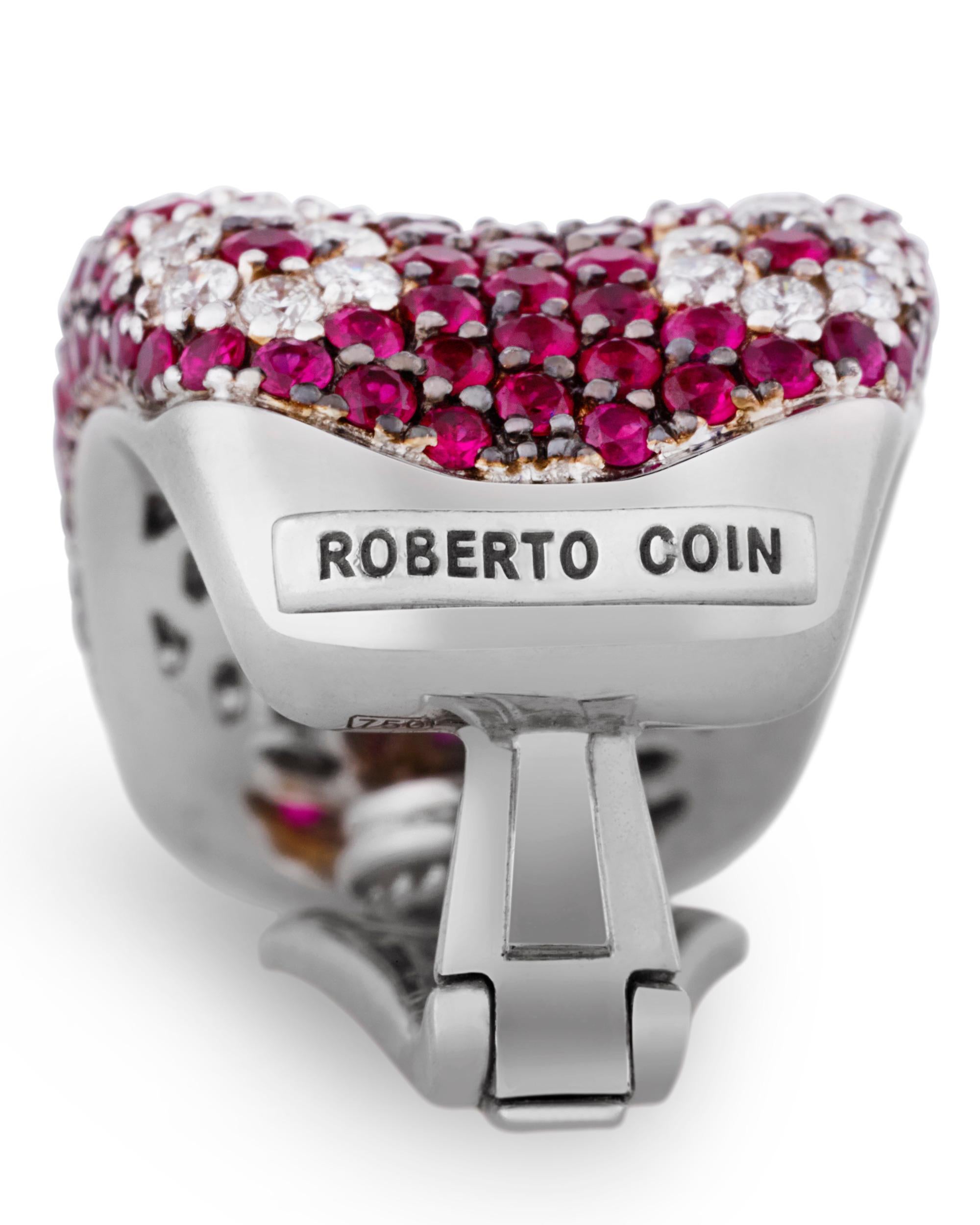 Modern Roberto Coin Diamond and Ruby Earrings For Sale