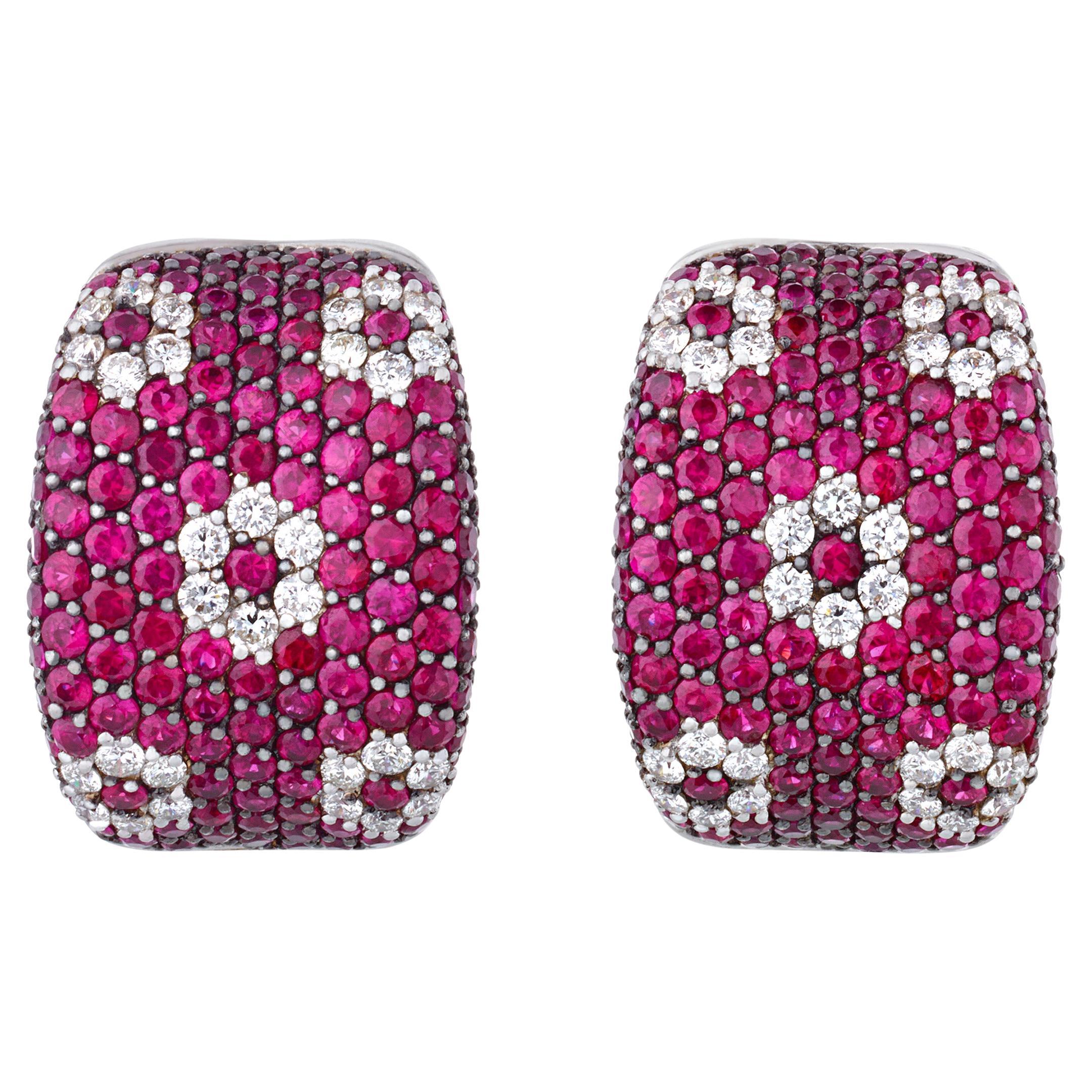 Roberto Coin Diamond and Ruby Earrings
