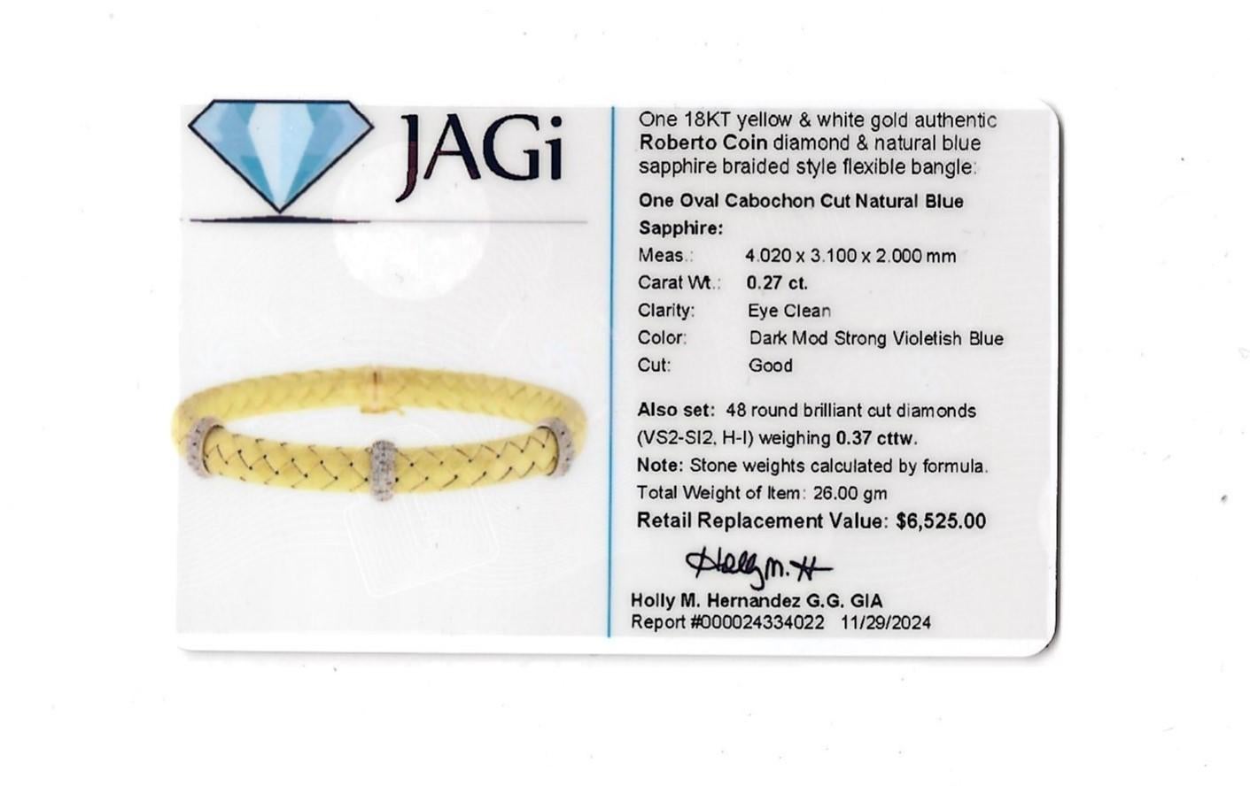 Roberto Coin Bracciale flessibile intrecciato con diamanti e zaffiri in oro 18 carati in vendita 7
