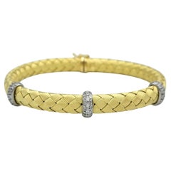 Roberto Coin Diamond and Sapphire Braided Flex Bangle Bracelet in 18 Karat Gold