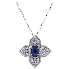 Roberto Coin Diamond and Sapphire Princess Flower Pendant Necklace