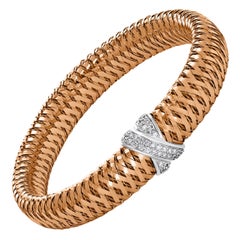 Roberto Coin Diamond Bangle Stretchable Bracelet 18 Karat Rose Gold Estate