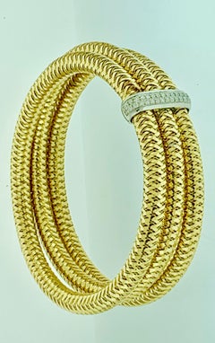 Roberto Coin Diamond Bangle Three-Row Bracelet in 18 Karat Yellow Gold Estate