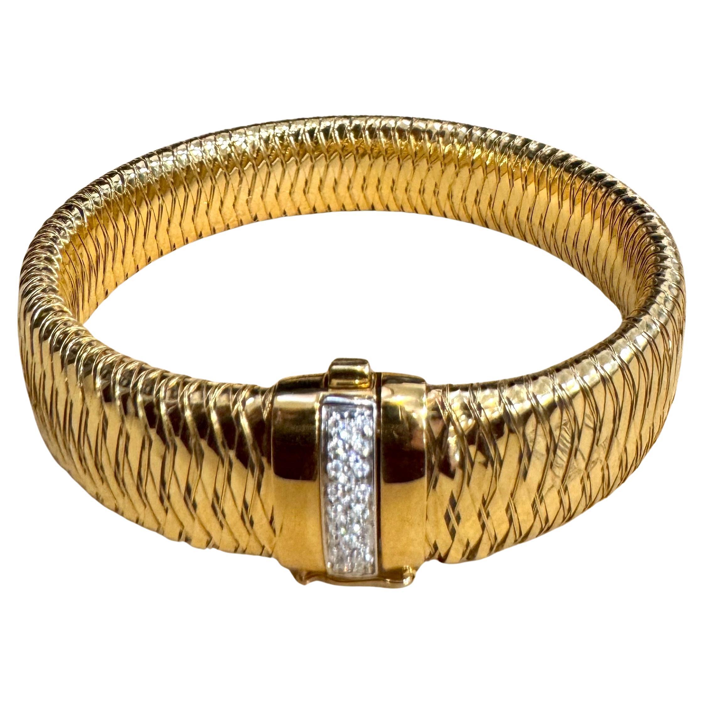 Roberto Coin Bracelet tressé avec diamants  Or jaune 18 carats Estate, moyen