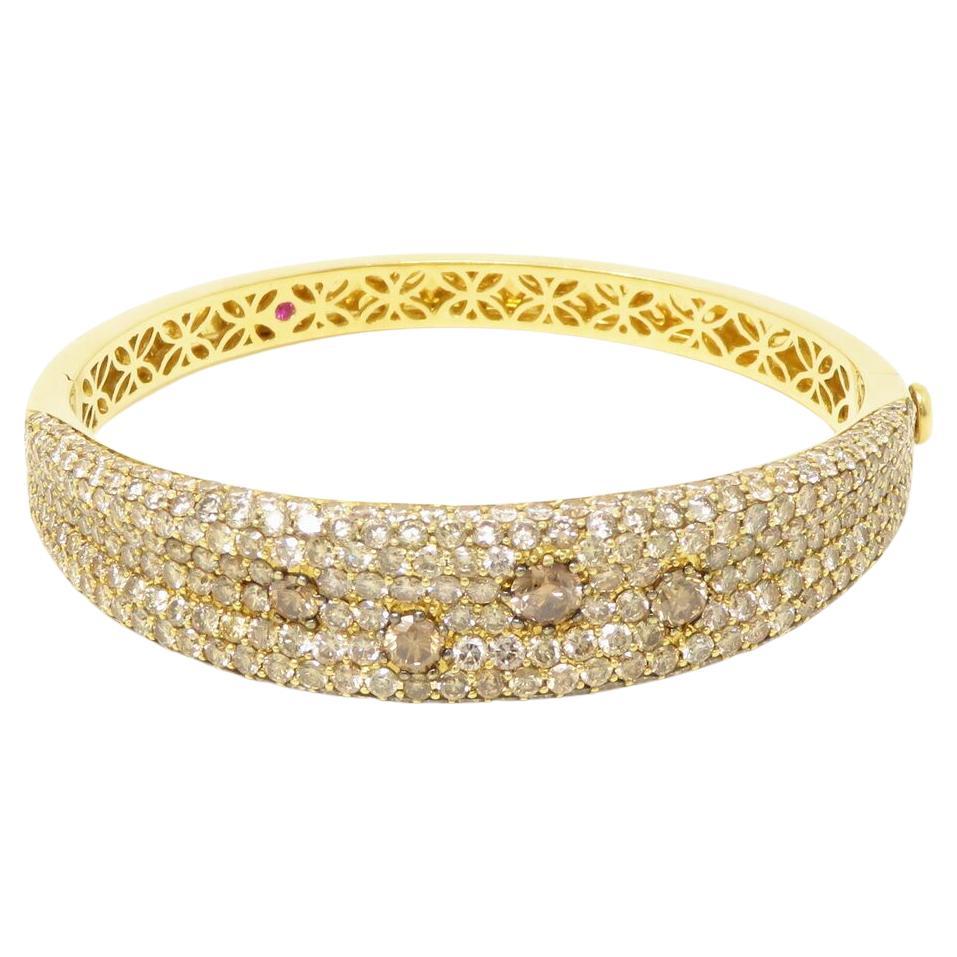 Taille ronde Roberto Coin Bracelet en or jaune 18 carats et diamants en vente