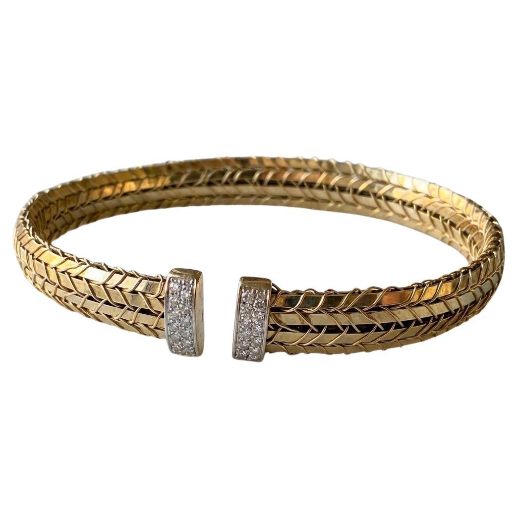 Roberto Coin Diamond Cuff Bracelet in 18K Yellow Gold