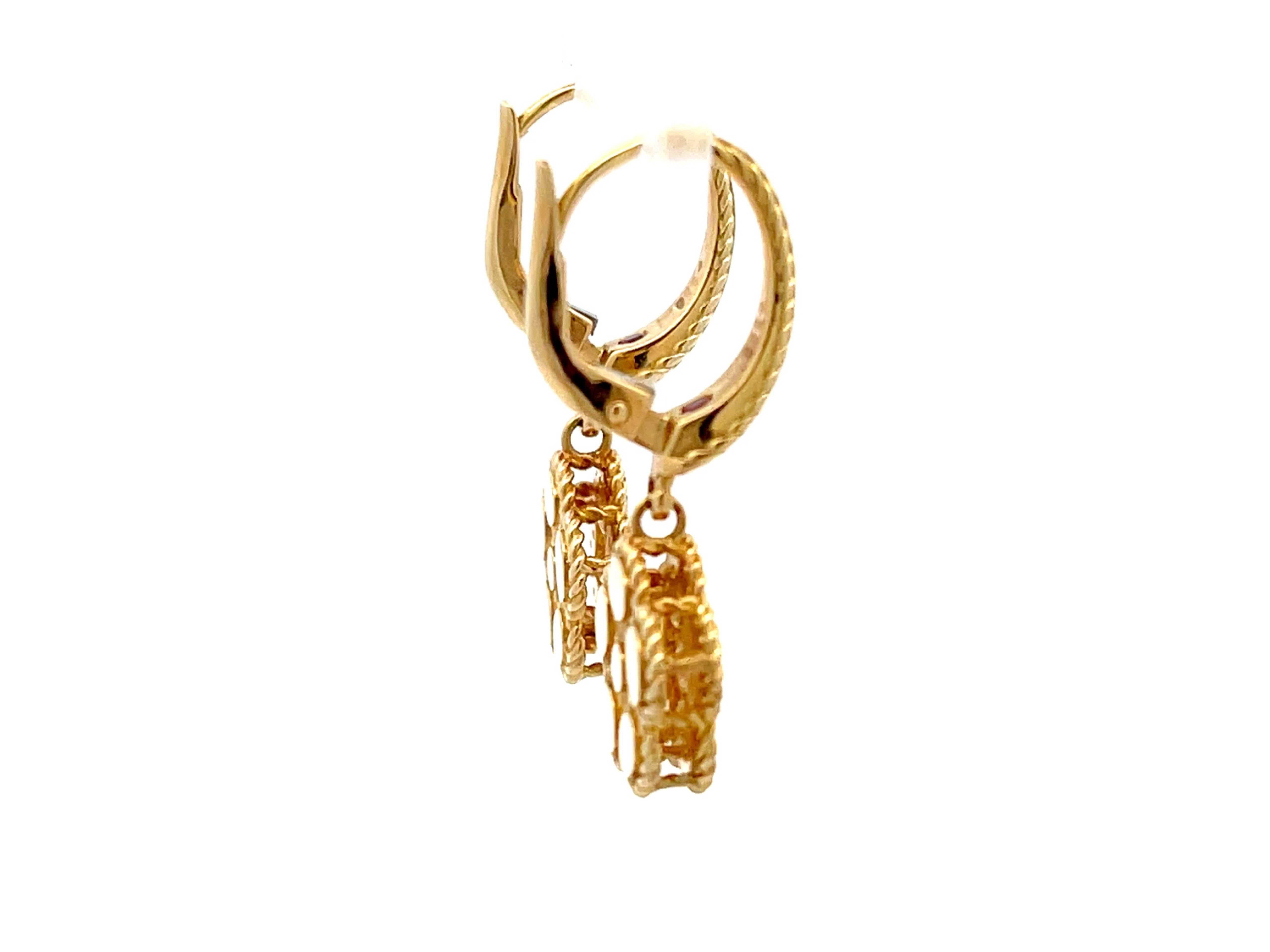 Modern Roberto Coin Diamond Daisy Drop Earrings in 18k Yellow Gold For Sale