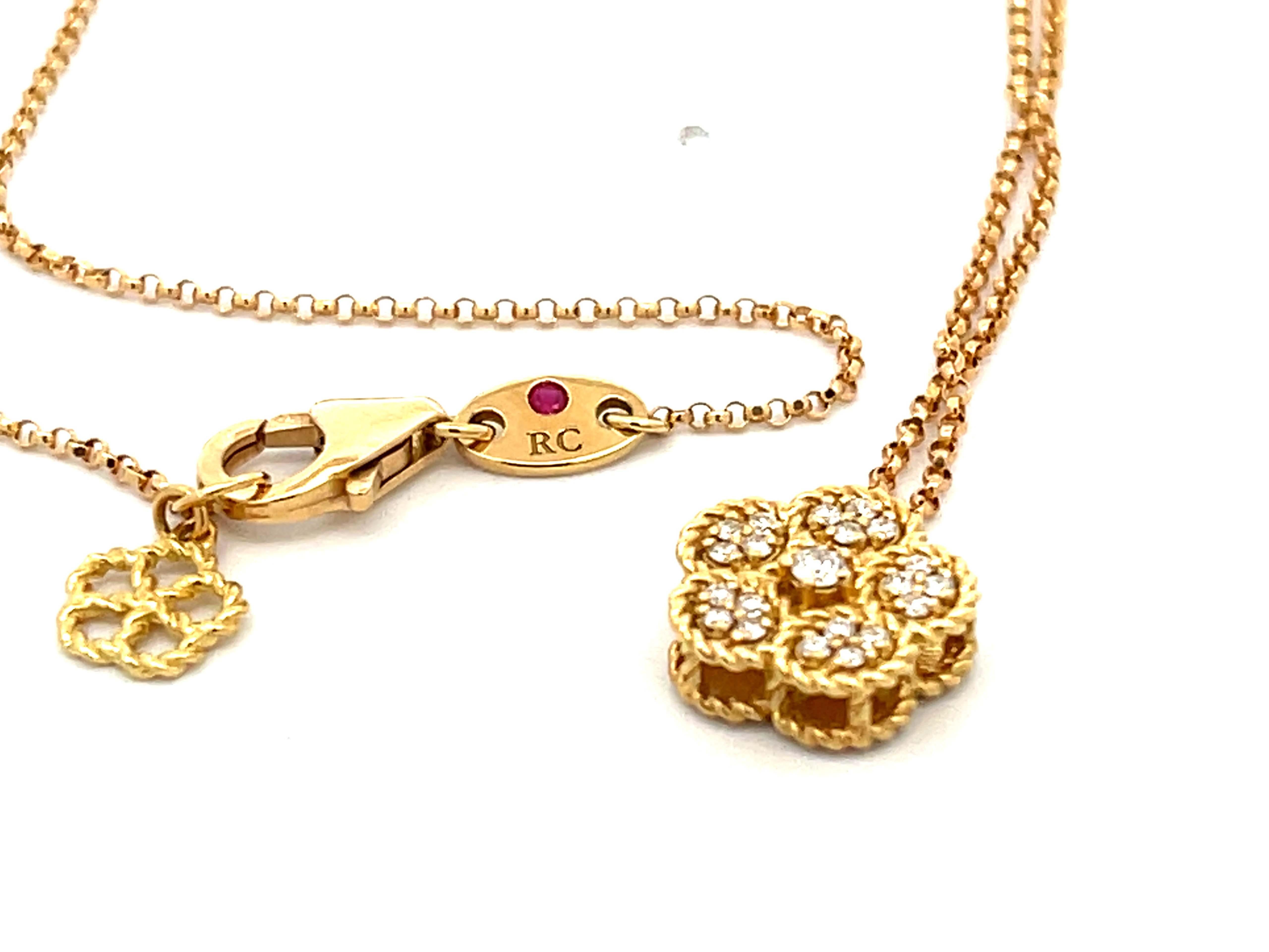 Brilliant Cut Roberto Coin Diamond Daisy Necklace in 18K Yellow Gold For Sale