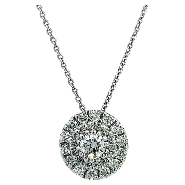 Roberto Coin Diamond Disc 18 Karat White Gold Pendant Necklace For Sale