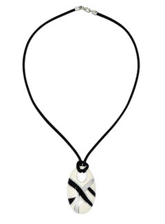 Roberto Coin Diamond Enamel 18 Karat White Gold Vintage Italian Pendant Necklace