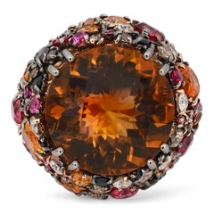 Roberto Coin Anello da cocktail con diamanti e pietre preziose in oro rosa 18 carati Misura 7