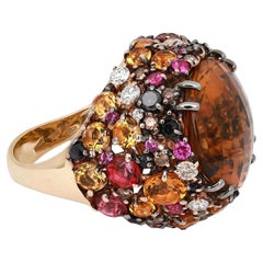 Roberto Coin Anello da cocktail con diamanti e pietre preziose in oro rosa 18 carati Misura 7