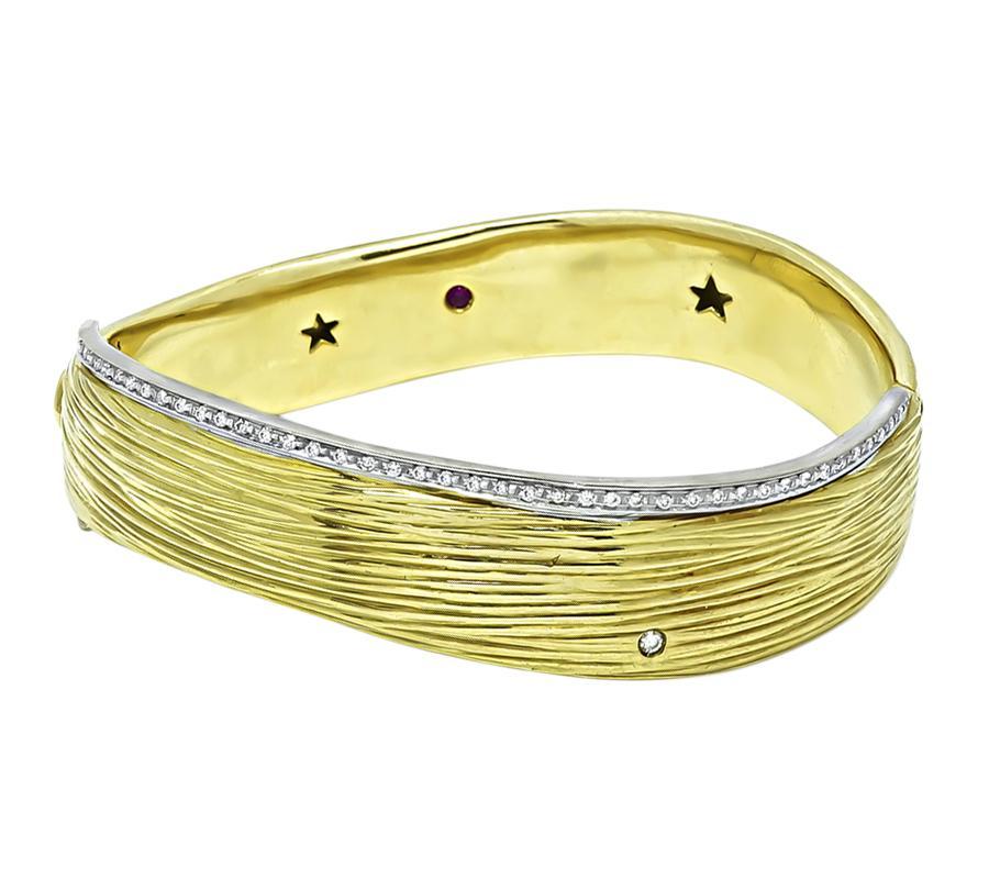 Taglio rotondo Roberto Coin Bangle in oro e diamanti in vendita