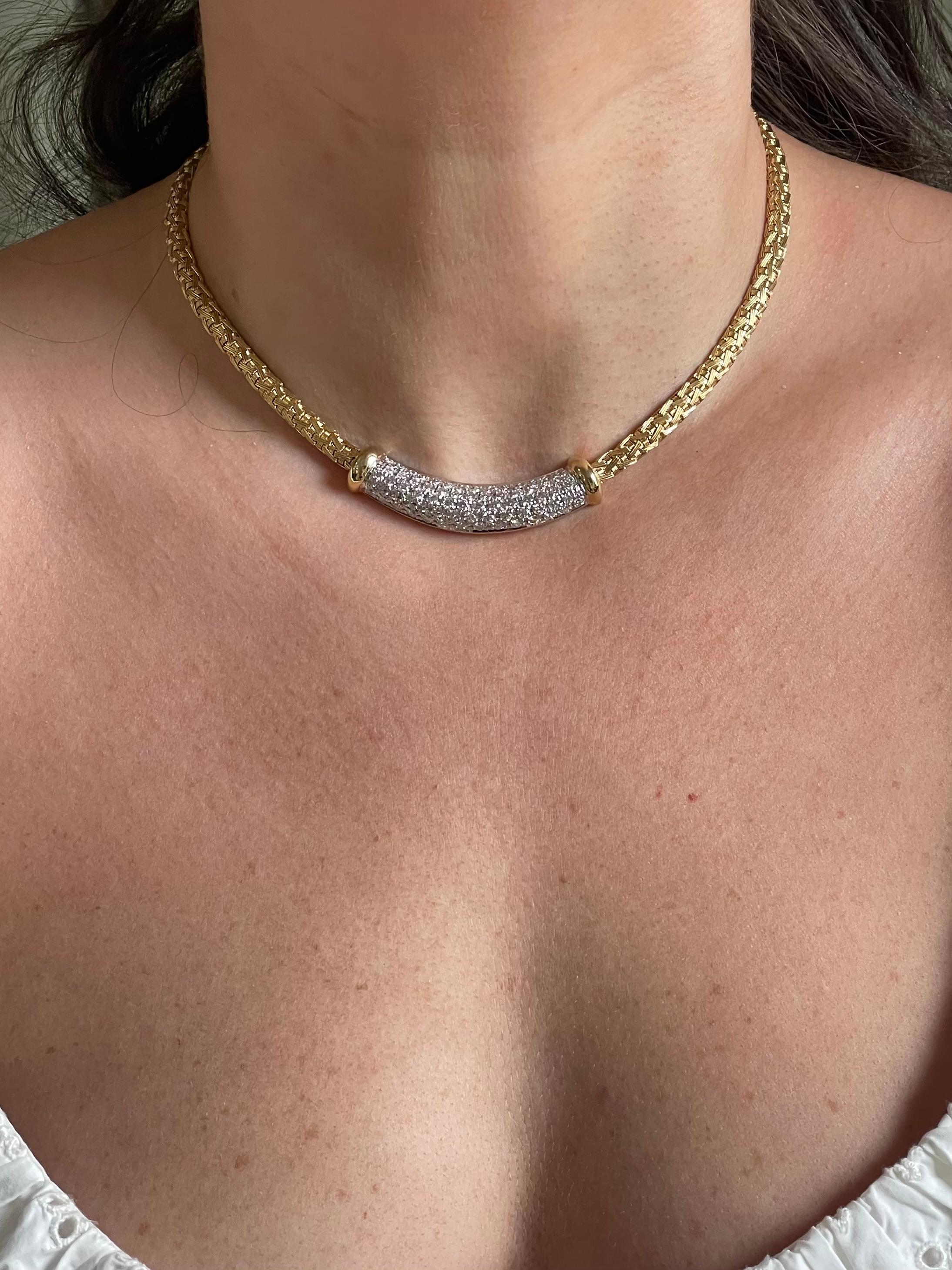 Roberto Coin Gold-Halskette mit Diamanten Damen im Angebot