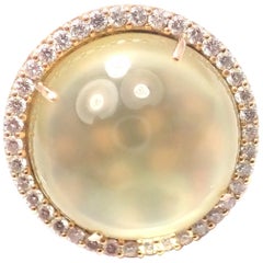 Roberto Coin Diamond Lemon Quartz Large Rose Gold Ring