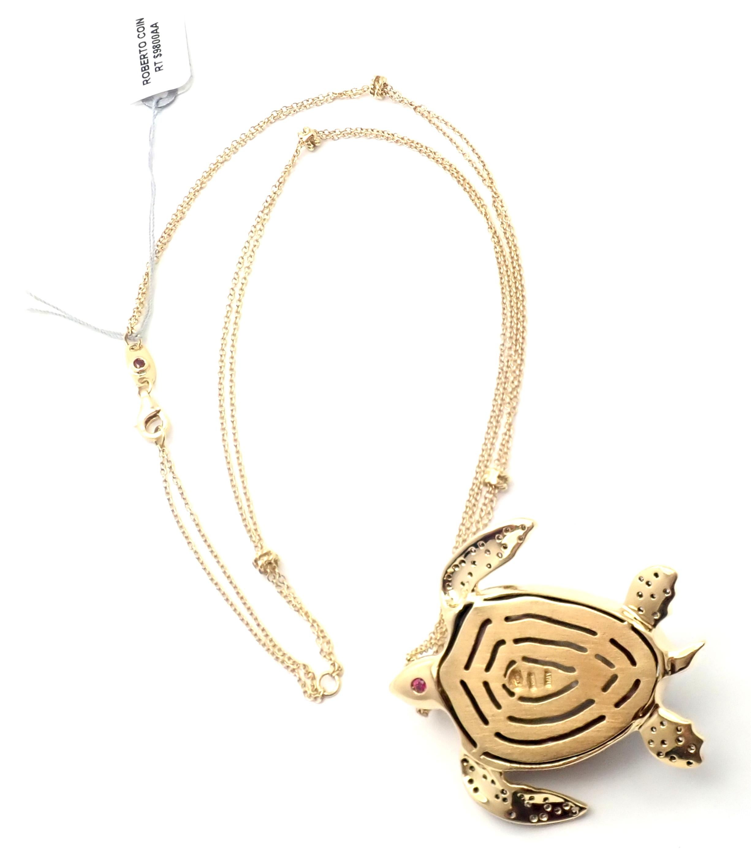 Roberto Coin Diamond Mother of Pearl Sea Turtle White Gold Pendant Necklace 1