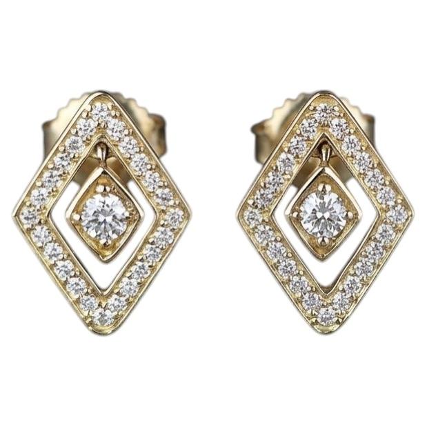 Boucles d'oreilles géométriques en or jaune 18 carats avec pavé de diamants, Roberto Coin