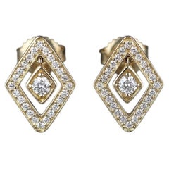 Orecchini a bottone geometrici Roberto Coin in oro giallo 18 carati con pavé di diamanti