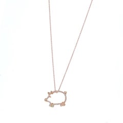 Roberto Coin Diamond Pig Pendant Necklace Rose Gold 18k Round .15ctw Adjustable