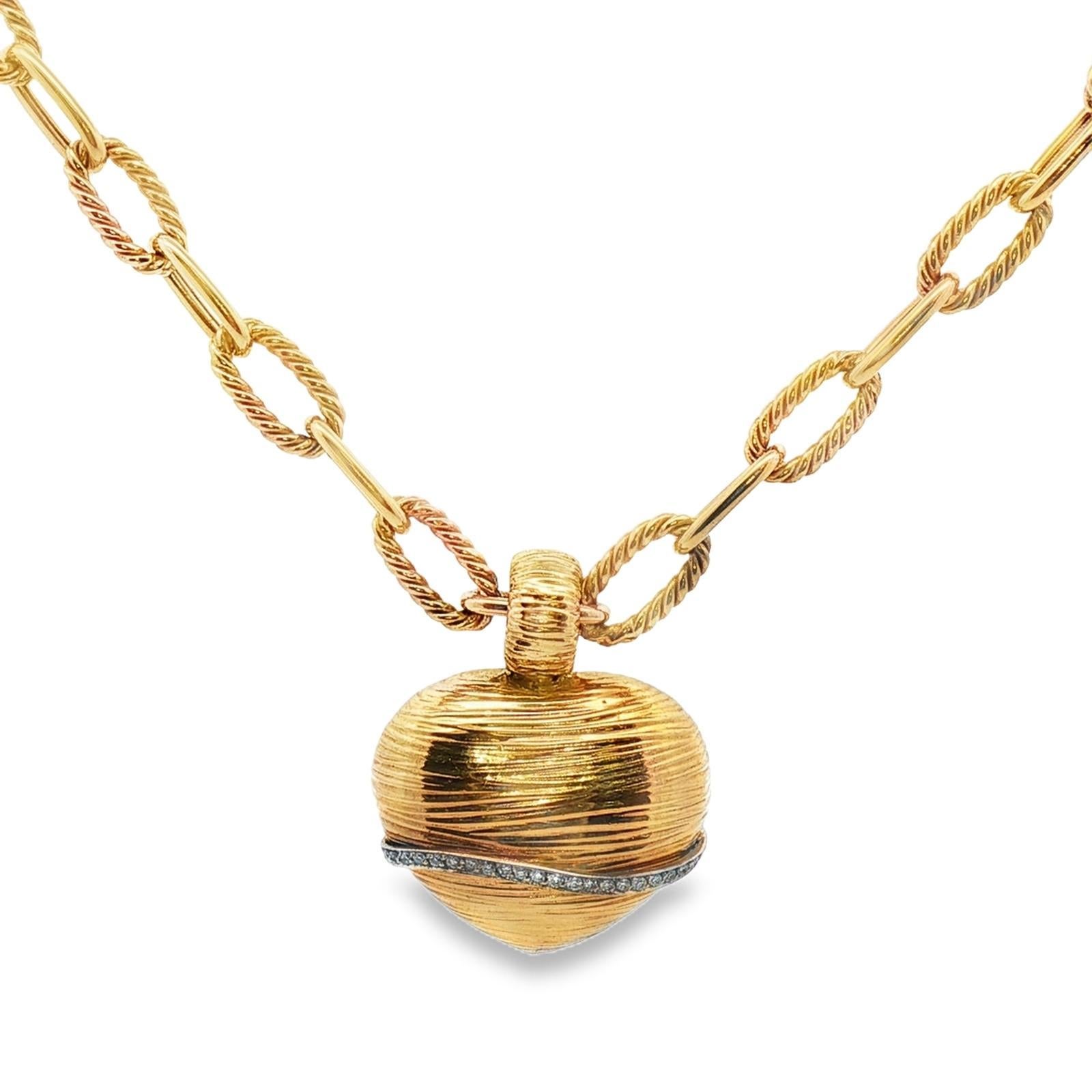 Moderno Roberto Coin - Collana con ciondolo a forma di cuore a soffietto in oro giallo 18 carati A Link
