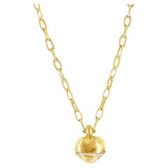 Roberto Coin Diamond Puff Heart 18K Yellow Gold Pendant Link Toggle Necklace