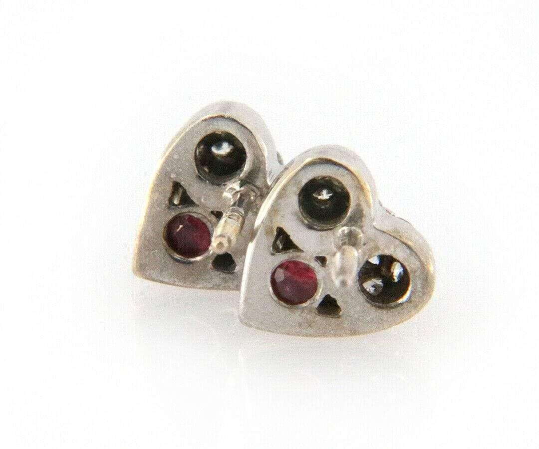 Roberto Coin Diamond Puffed Heart Stud Earrings in 14K White Gold In Excellent Condition For Sale In Vienna, VA